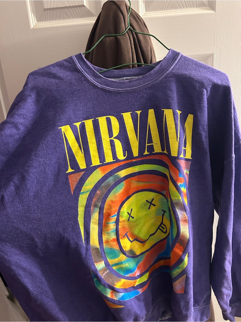 Urban Outfitters Purple Nirvana Graphic Sweatshirt with Multicolor Print